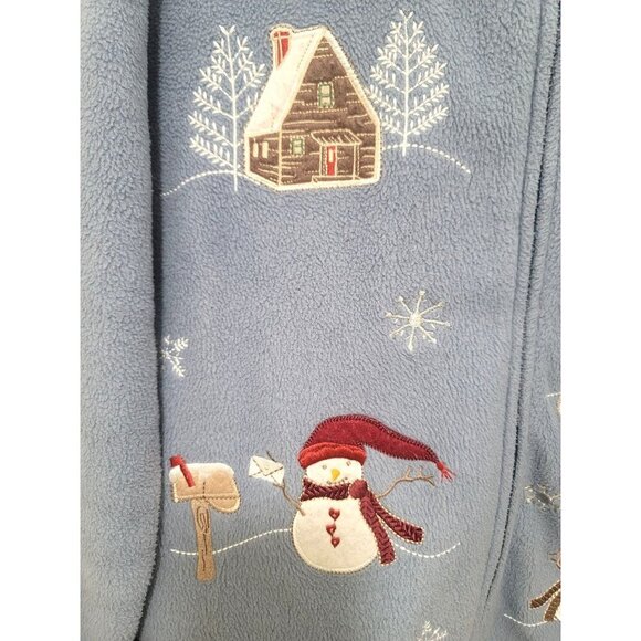 Croft & Barrow Snowy Winter Wonderland Embroidered Fleece Jacket Snowman & Polar - Picture 8 of 12